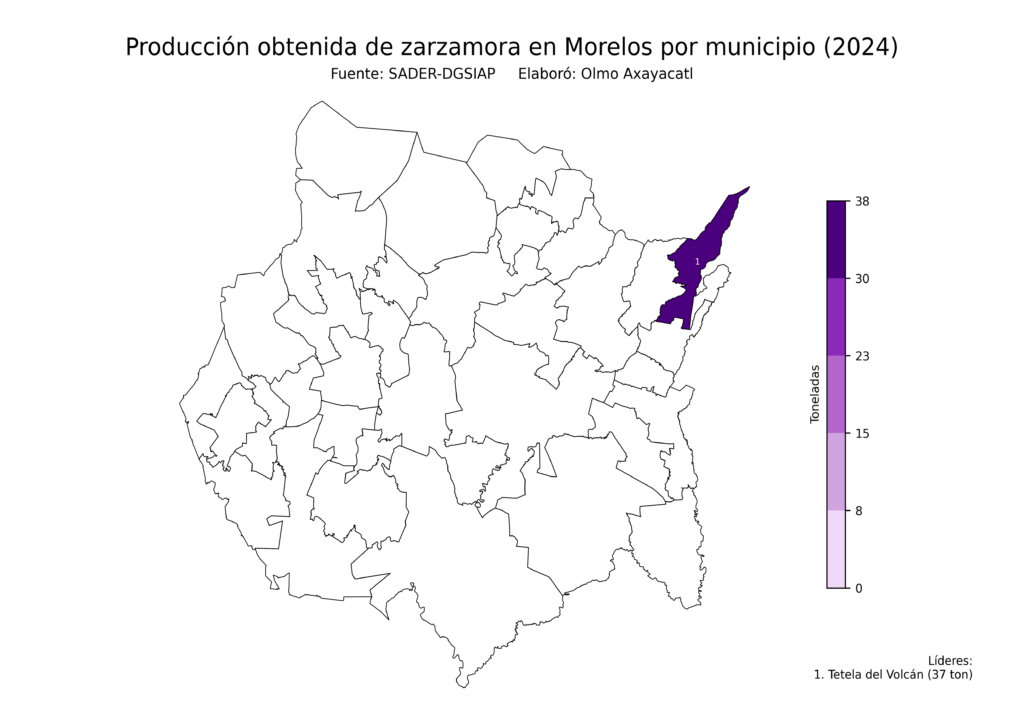 México Producción Agrícola Zarzamora Morelos (producción obtenida)